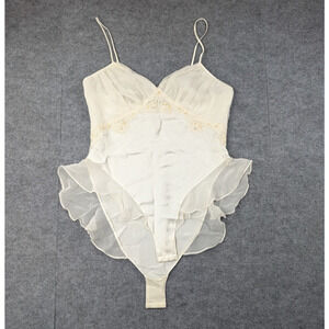 Vintage Victorias Secret Teddy Womens Medium Satin Bridal Angel Gold Label Fairy